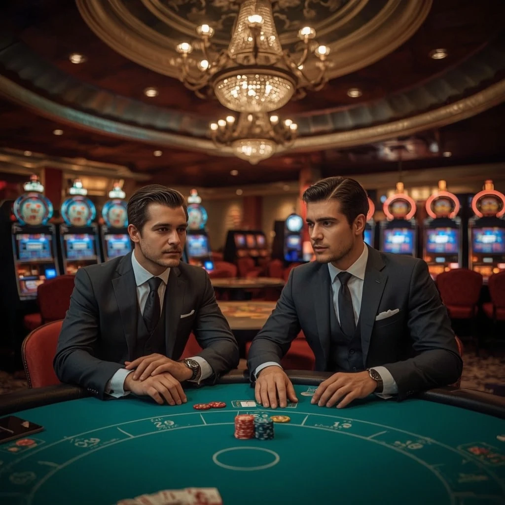 Two poker players at a Yolo247 Casino